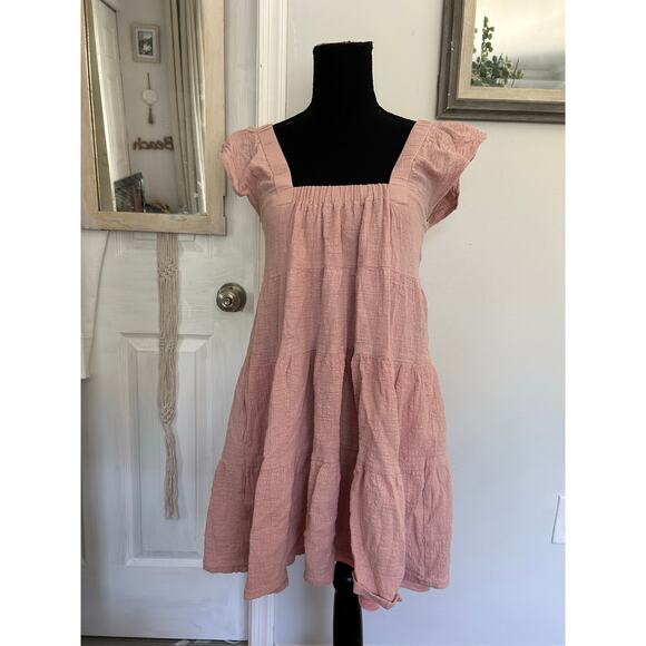 Altar’d State Pinafore style Tiered Rose Dress - Picture 1 of 6